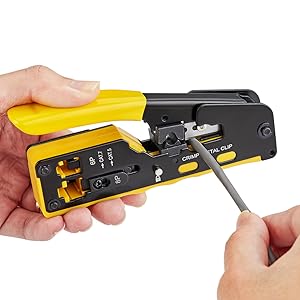 TEENO Pince à Sertir RJ45+RJ12 Outil De Sertissage,aveaconnecteur Réseau CAT5/5E/CAT6/CAT7 Blindé Avea Outils De Cisaillement 14 Pince à Sertir RJ45