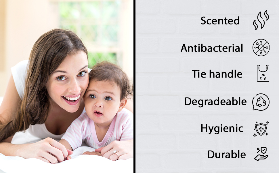 nappy bags with tie handle degradeable