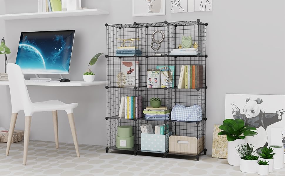 HOMIDEC 9 Cube Wire Storage Shelves, Multifunctional DIY Wire Fence
