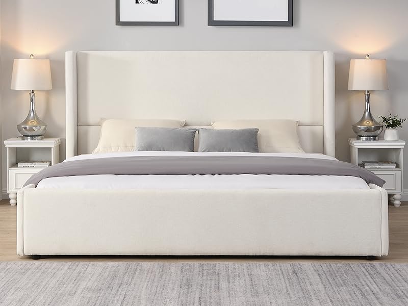 Amazon.com: Merax King Size Bed Frame, Elegant White