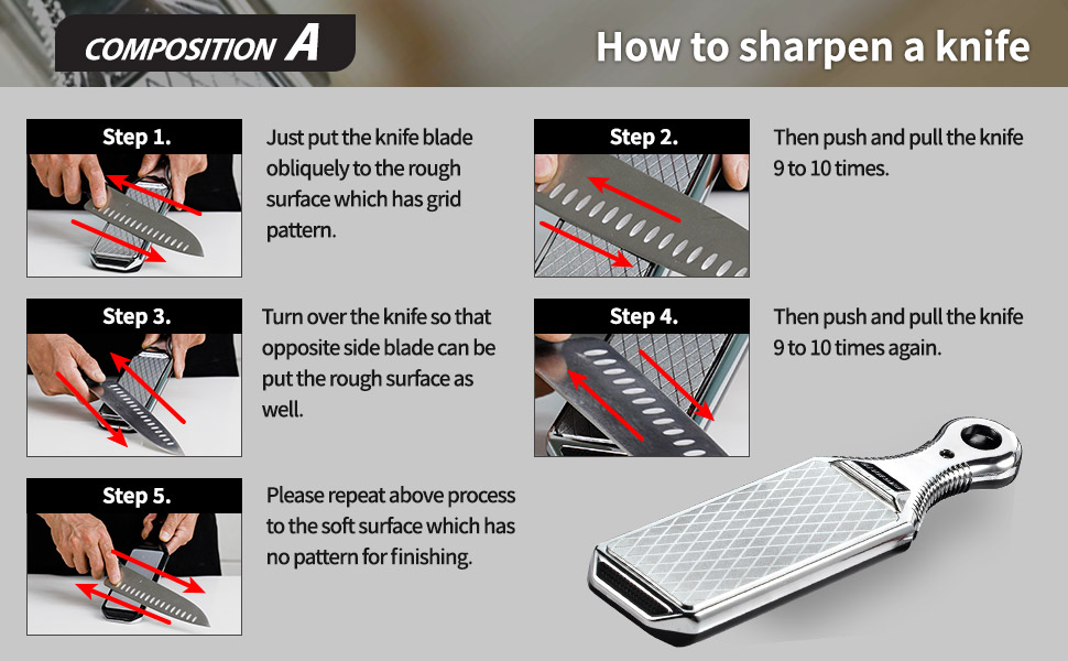 Knife Sharpeners Handheld 300/600 Grit Double Sided Diamond