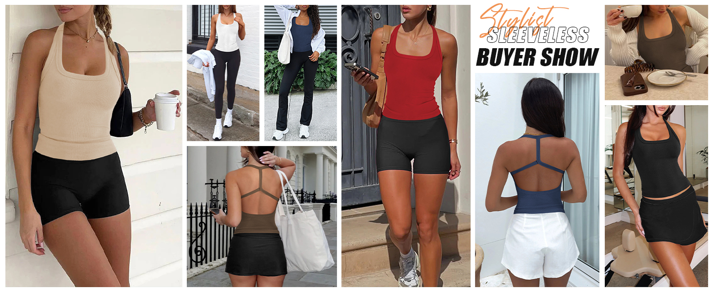 workout gym tops halter ribbed