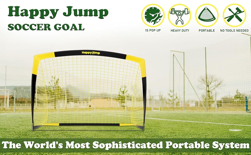 Happy Jump Soccer Net Kids Pop Up Foldable Soccer Goal for Backyard