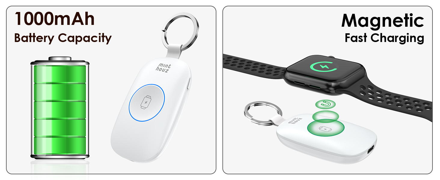 Minthouz Upgraded Portable Watch Charger for Apple Watch, 1000mAh