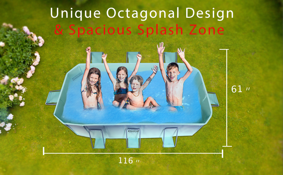AIRINTIN Foldable Kiddie Pool with Unique Octagonal Design