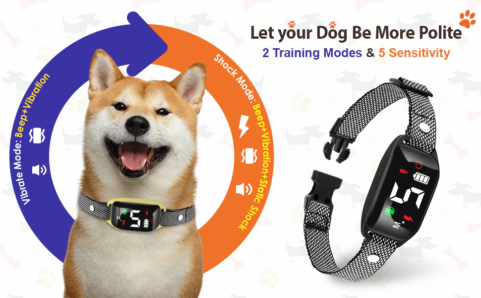 Dog Bark Collar, Rechargeable Bark Collar for Large Dog
