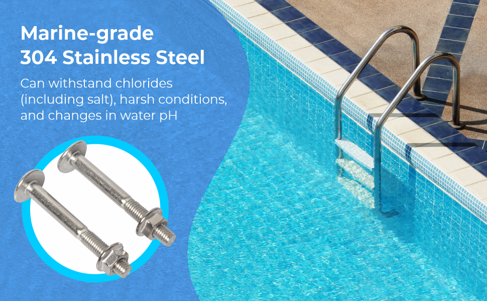 Mua [6Pack] 5/16" x 2 53/64" Swimming Pool Ladder Bolts and Nuts