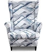 MIFXIN Wingback Chair Slipcovers 2-Piece Stretch Fabric Wing Chair Cover with Cushion Cover Armch...