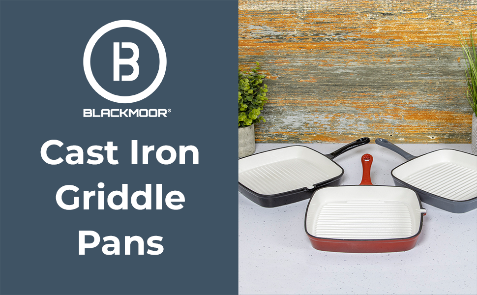 Blackmoor 67629 24cm Red Cast Iron Griddle Pan/Oven Proof Up to 260°C