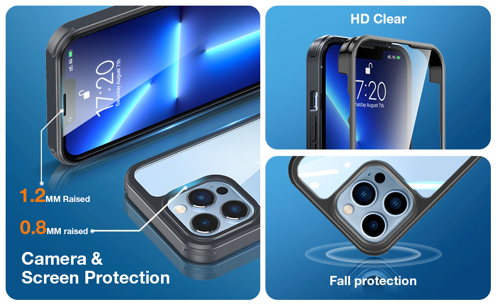 KKM iPhone 13 Pro Case, Full Body Rugged Case with Builtin Screen