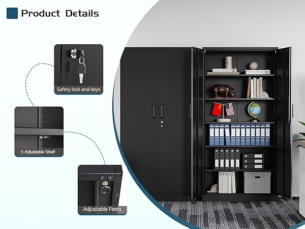 Amazon.com: MIIIKO Black Garage Storage Cabinet with Doors