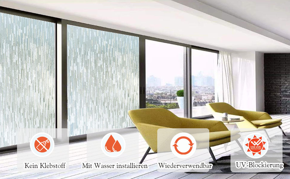 Ycheng Fensterfolie Blickdicht Milchglasfolie Selbstklebend Fenster  Sichtschutzfolie Statisch Haftend UV Schutzfolie Dekofolie Ohne Klebstoff  für Zuhause Büro 90 x 300cm : : Küche, Haushalt & Wohnen