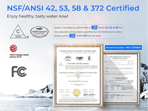 Waterdrop G3P800 Reverse Osmosis System, 800 GPD Fast Flow, NSF/ANSI 42 & 53 & 58 & 372 Certified