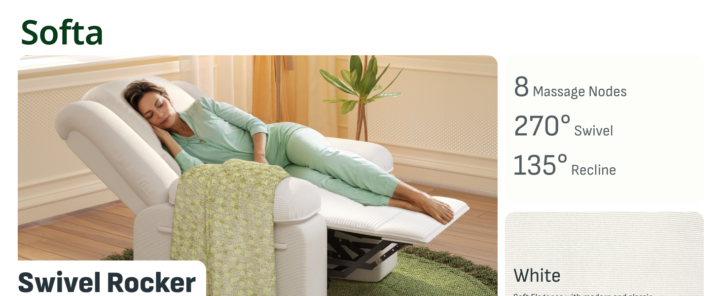 Softa Swivel Rocker Recliner with Massage and Heat