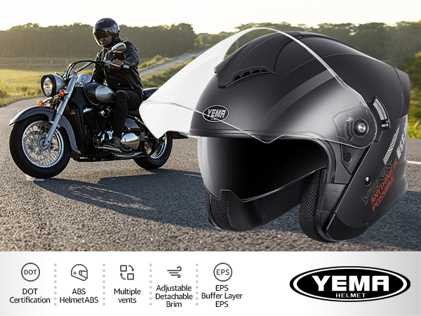 Amazon.com: YEMA 3/4 Open Face Motorcycle Helmet DOT