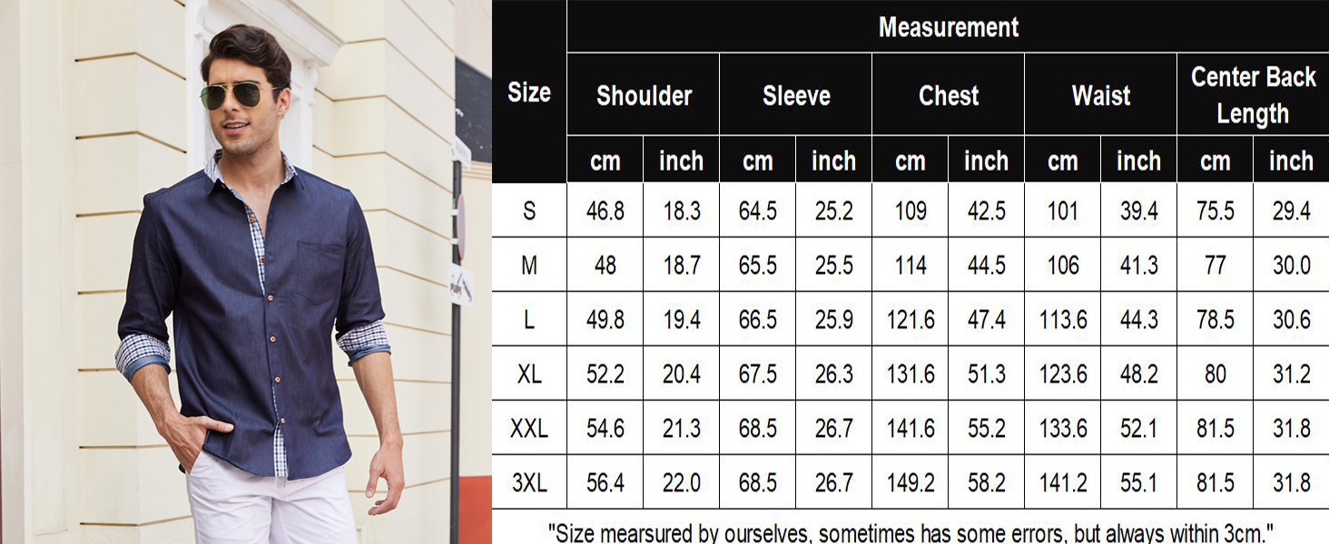 Men's denim long sleeve dress shirt