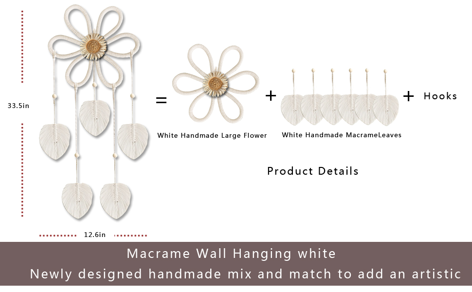 Handmade Flower Wall Hanging, Bohemian Decor Bedroom Living Room Bathroom  Room Nursery Decor