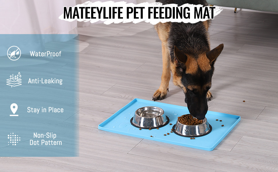 MateeyLife Dog & Cat Food Mat for Floors Waterproof