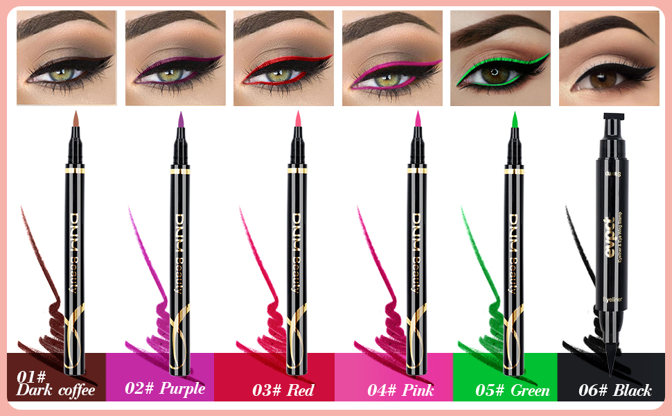 POPMISOLER 6 Pack Colored Liquid Eyeliner Set with 5PCS