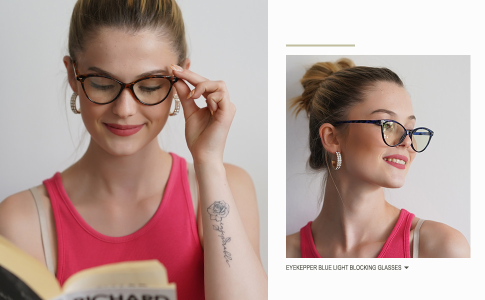 Eyekepper Computer Glasses Blue Light Filter Eyeglasses Blue Glare Blocking Men Women