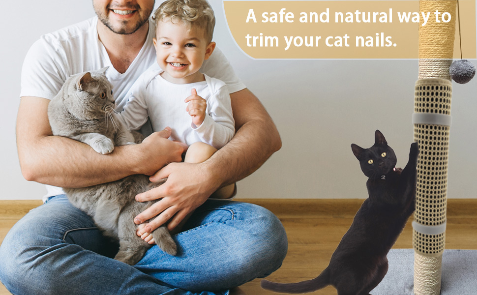 LAJEF Cat Nail File Scratcher Wrapped Around a Cat Scratching Post, Cat Scratch