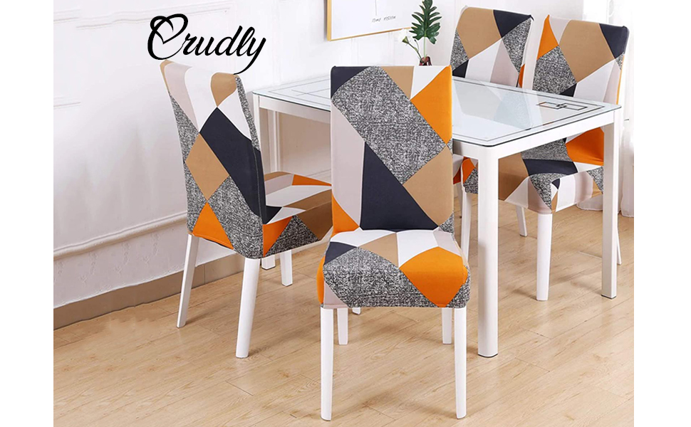 Crudly Elastic Chair Cover Stretchable Washable Dining Chair Cover