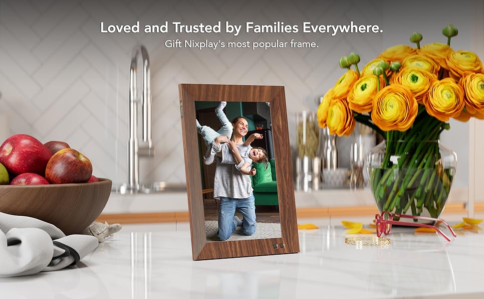 Nixplay 10.1 inch Smart Digital Photo Frame with WiFi (W10F) Wood