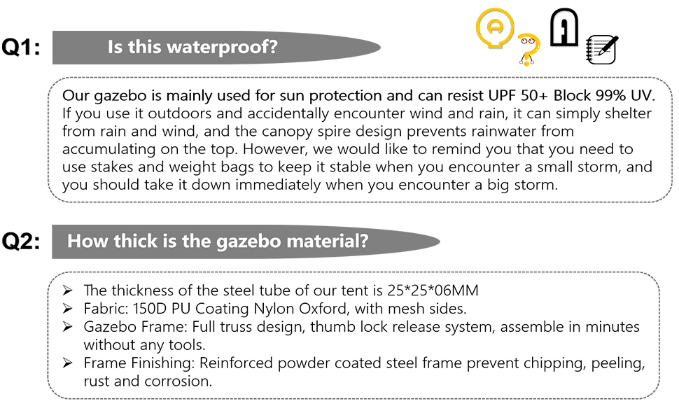 Ej.Victor Metal Gazebo, Pop Up Gazebo with Sides 3m x 3m, Canopy