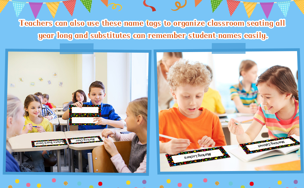 FaCraft 36PCS Confetti Name Tags for Classroom Teacher