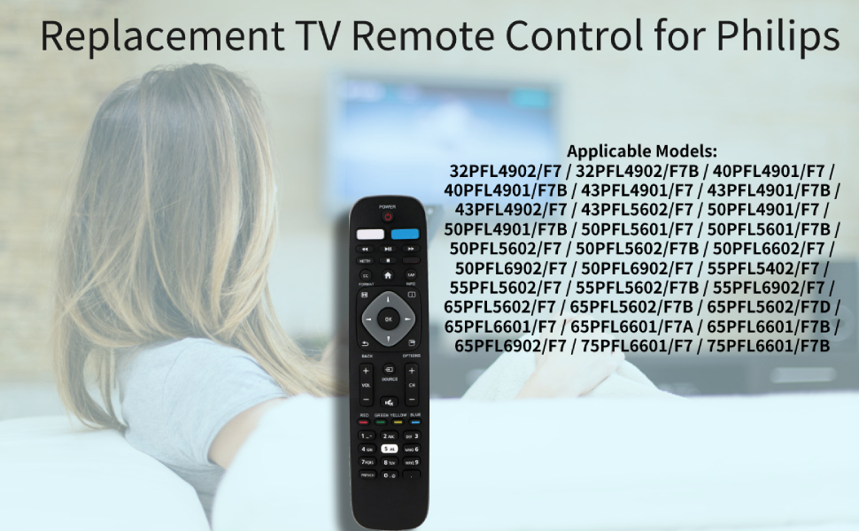 Replacement 4K UHD TV Remote Control for Philips 32PFL4902