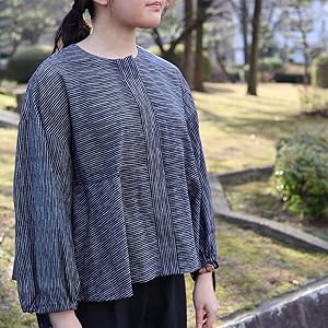 Amazon | 儀右ヱ門 ギエモン ぎえもん 久留米絣前ボタンブラウス