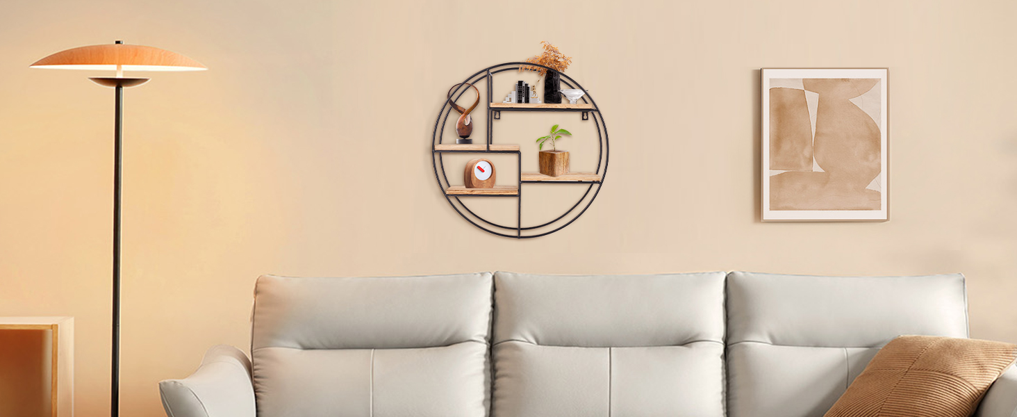 Hawthyhome Circle Wall Shelf Round with 4 Shelves