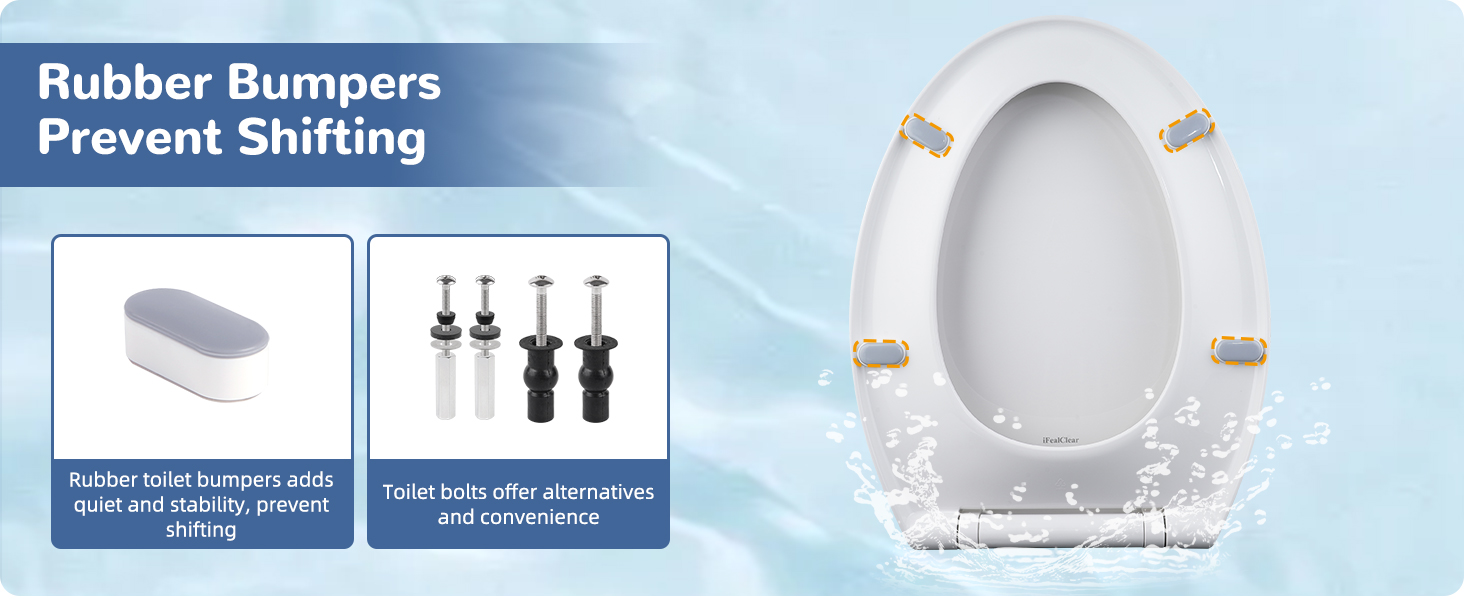 elongated toilet sear with bumpers