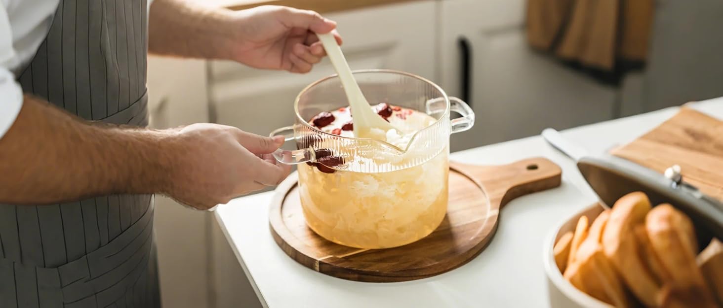 Simmer Pot with Lid, 2.3L(78oz) Heat Resistant Borosilicate
