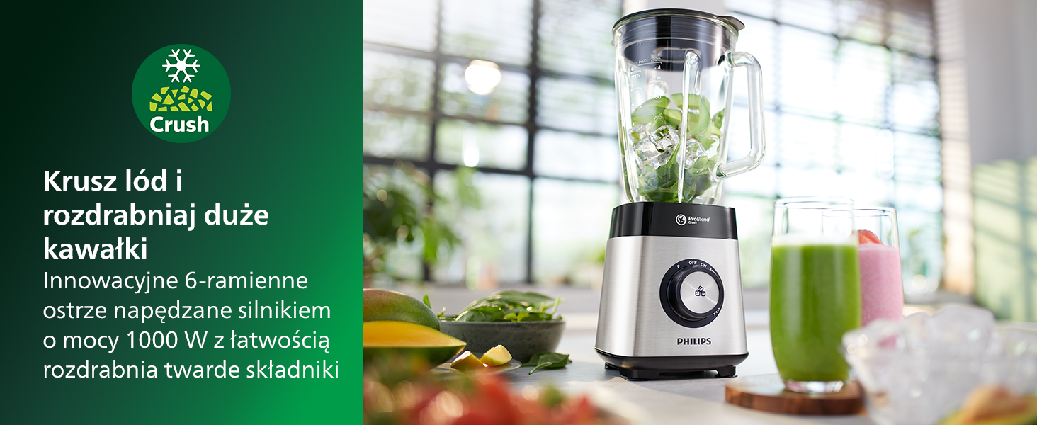 Philips Blender kielichowy oraz blender do smoothie 1000 W, Szklany
