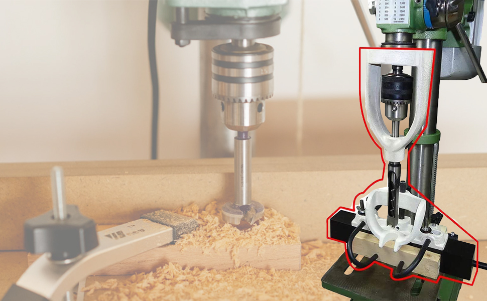 Podoy Mortising Attachment for Drill Press, 4 Tools Model Drills Chisel