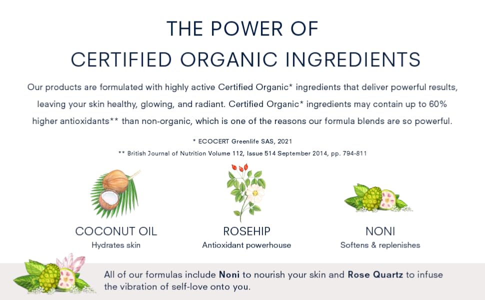 The Power of Certified Organic Ingredients: Coconut Oil, Rosehip, Noni.