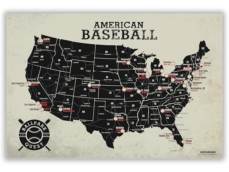 Amazon.com: GeoJango Baseball Stadium Map Poster - Vintage