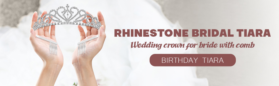 RHINESTONE BRIDAL TIARA WEDDING CROWN for BRIDE with COMB 