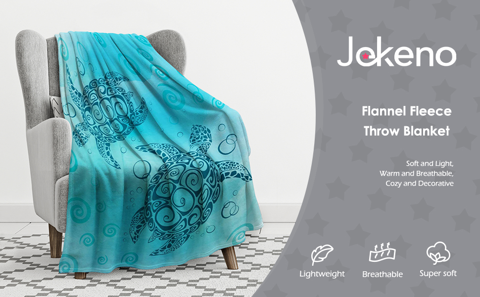 Jekeno Sea Turtle Blanket Comfort Super Soft Print Throw