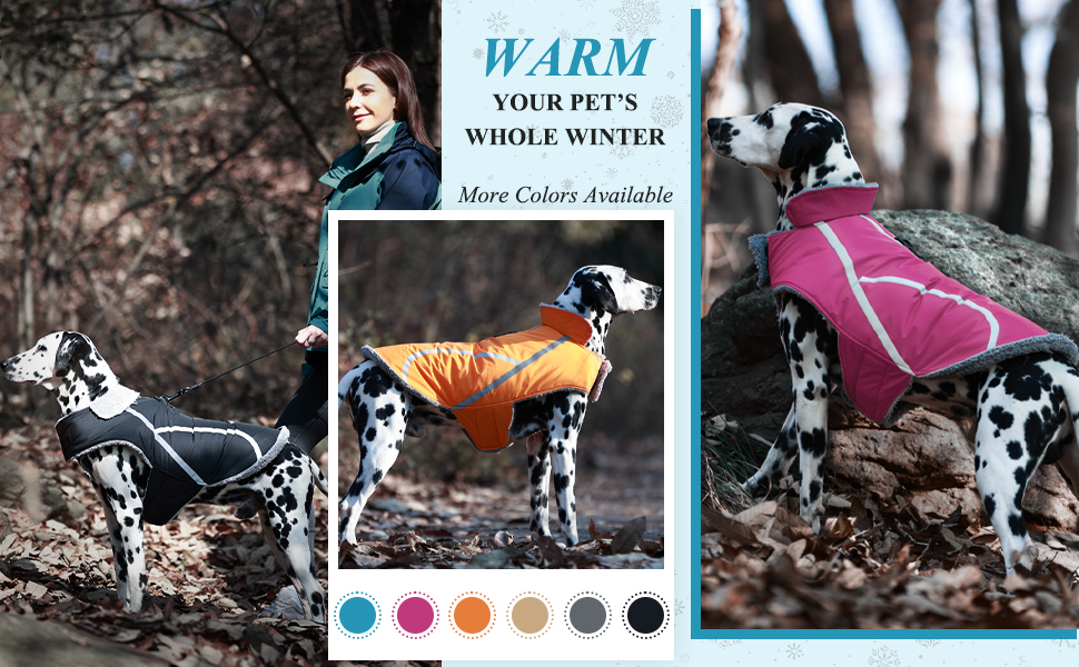 VIVAGLORY Warm Winter Dog Coat, Reflective Safety Cozy