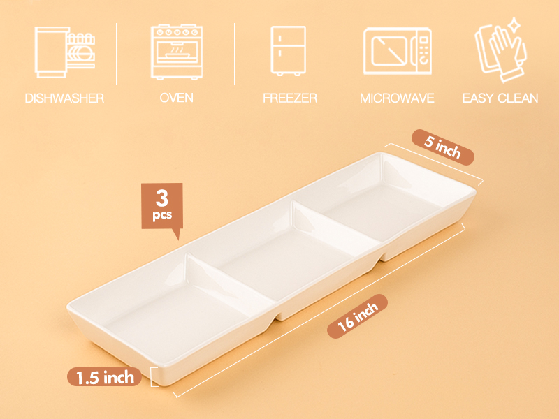 DELLING 16" x 5" Ceramic 3Section Stackable Serving Tray