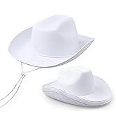 6 Pack White Cowboy Hat, Western Cowboy Hat for Women & Men, Cowgirl Hat with Adjustable Drawstri...