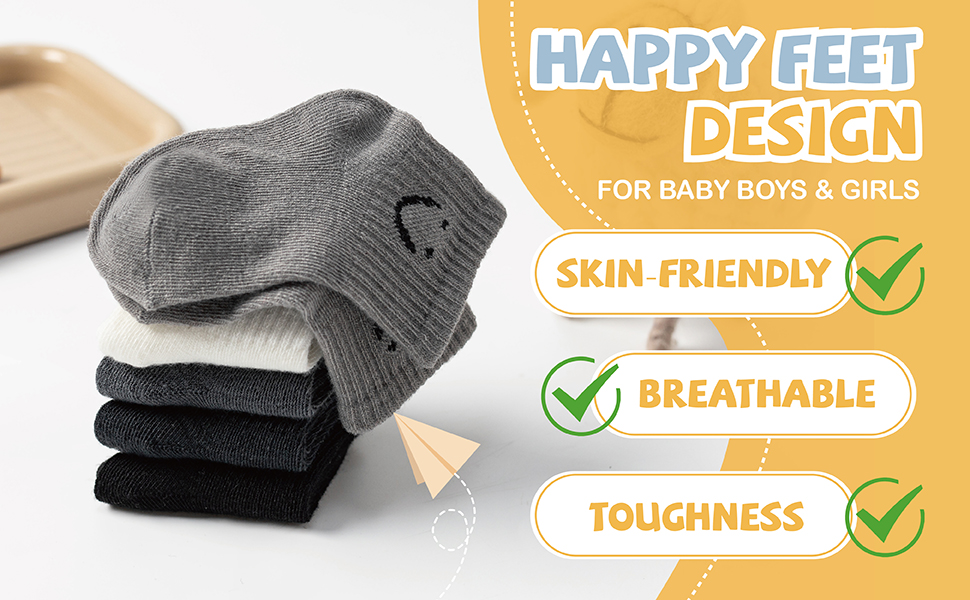 Boys Girls Smiley Face Crew Socks