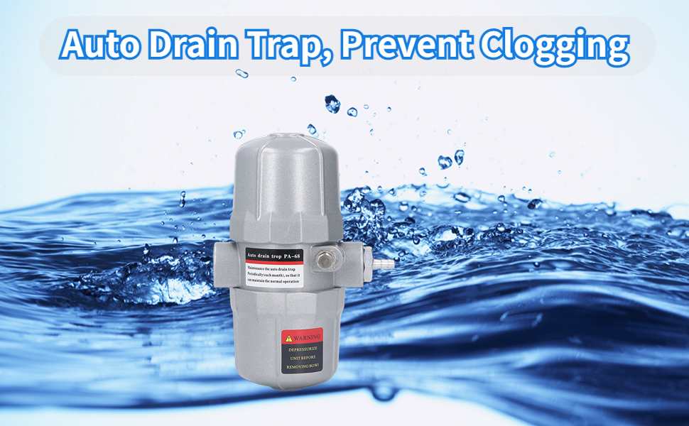 Auto Drain Trap, G1/2in Inlet 8mm Outle Pneumatic Screw Air Compressor