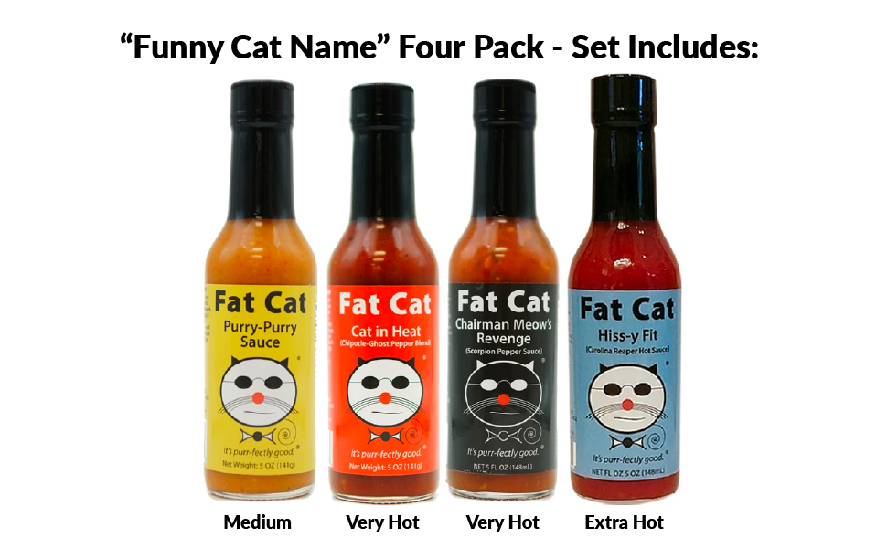 Funny Cat Name Natural Hot Sauce Gift Box and Bundle by