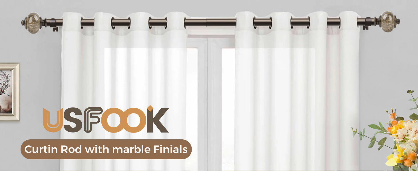 1 Inch Curtain Rods 72 to 144 Inches (6 to 12 ft), USFOOK