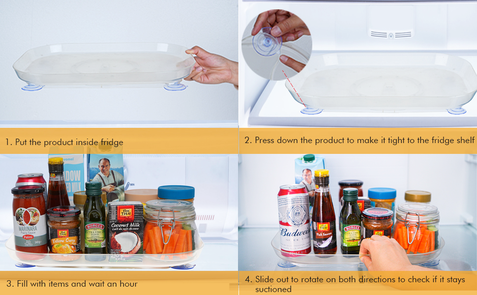 PZU Rectangular Lazy Susan for Refrigerator,Turntable