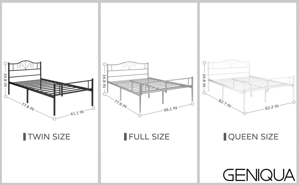 Geniqua Heavy Duty Metal Queen Size Bed Frame Steel