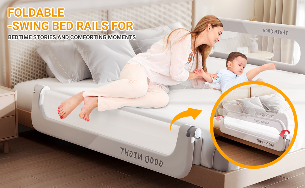 DMG Toddler Bed Rails for Crib, Foldable Bed Rail for Toddlers